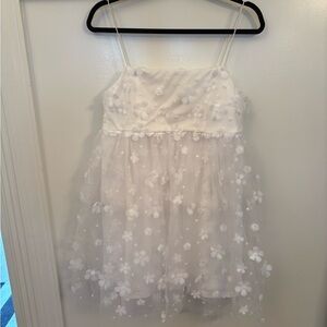 White Floral Dress with Spaghetti Straps